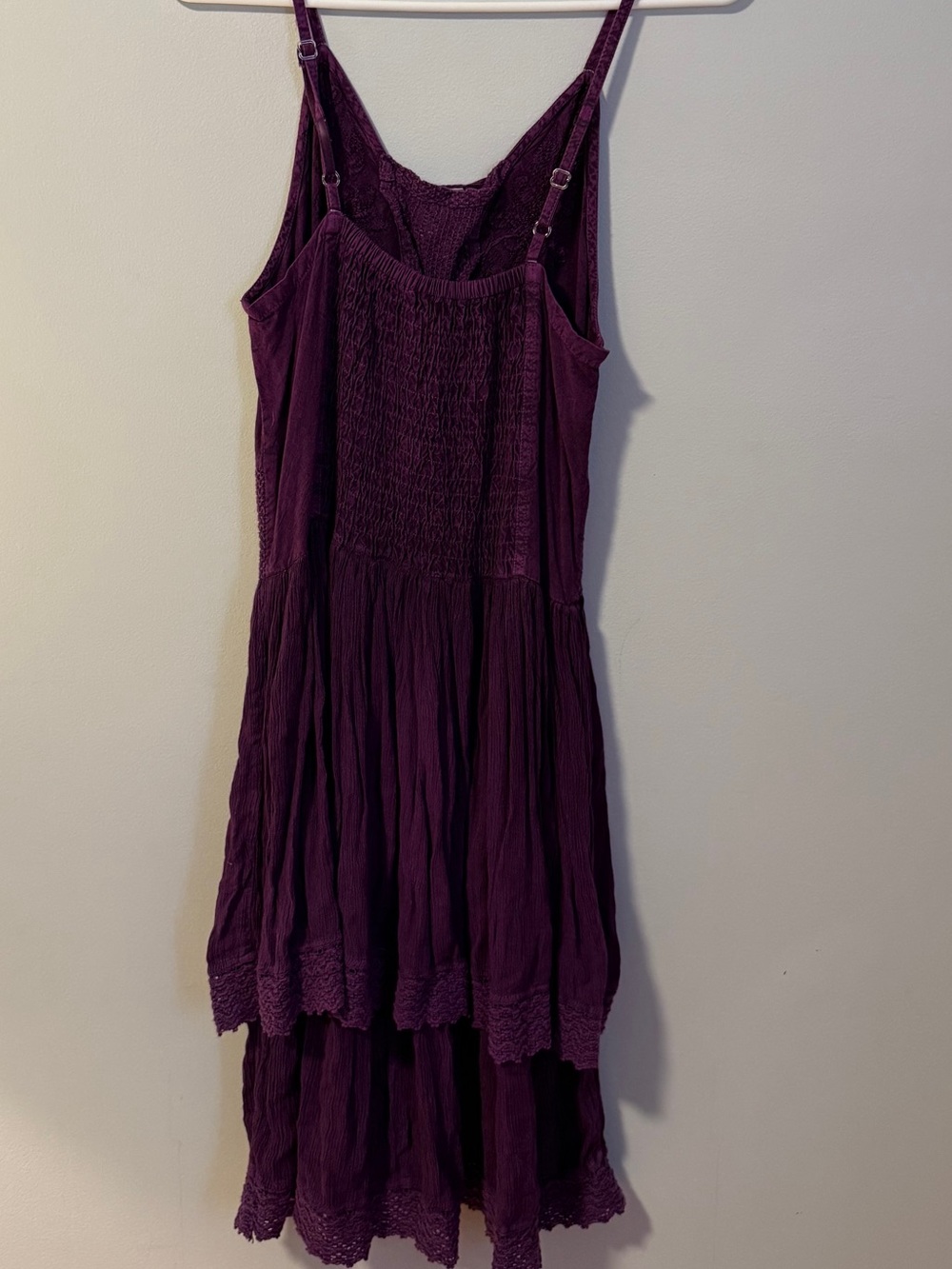My Choice Boho Tiered Lace-Detail Slip Dress in Deep Plum - Picture 2 of 3